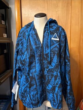 Men’s HVMAN Chosen to Prevail Blue & Black Graphic Zip-Up Hoodie Full Zip XL